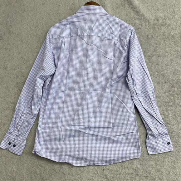 NWOT Duchamp London Men's Size L Slim Fit Button-Up Dress Shirt Purple Checkered - Picture 3 of 8